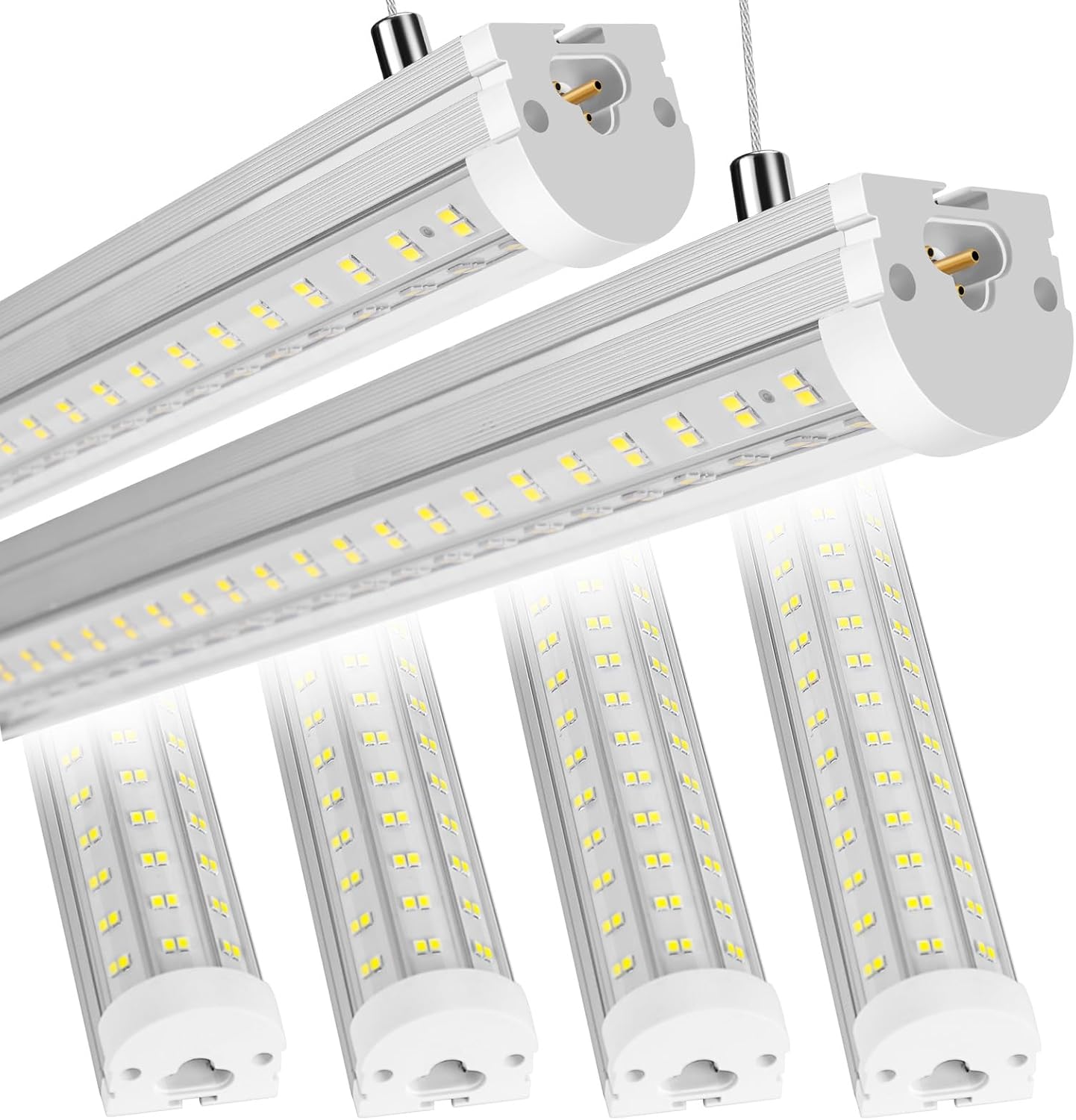 10-Pack 8ft LED Shop Light Fixture - 90W T8 Integrated LED Tube Light - 6500K 12000LM V-Shape Linkable - High Output - Clear Cov - best LED shop lights for garage