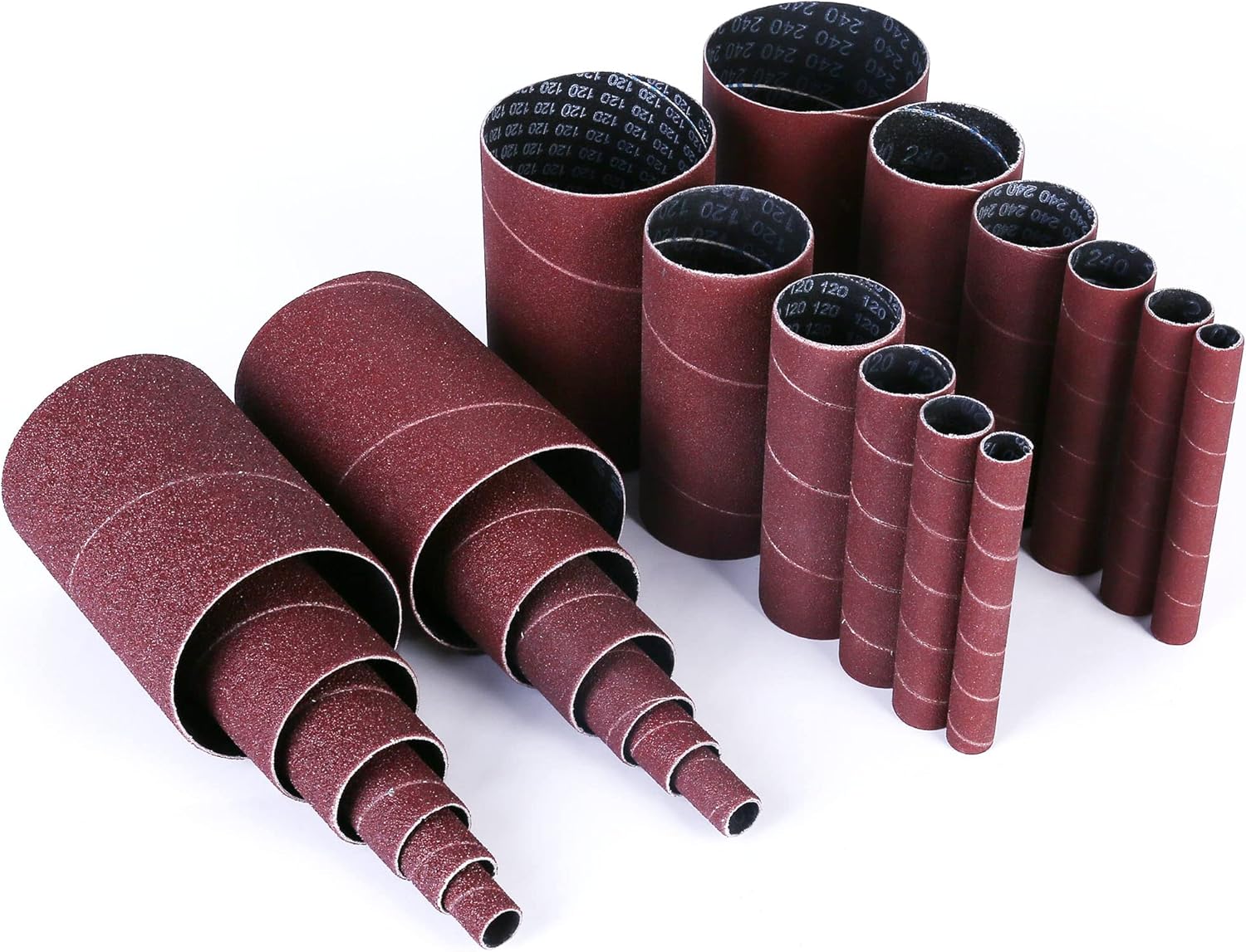 18 Pack Spindle Sander Sleeves, Sanding Sleeves for Oscillating Sander, 80 150 240 Assorted Grit Sandpaper, 4-1/2