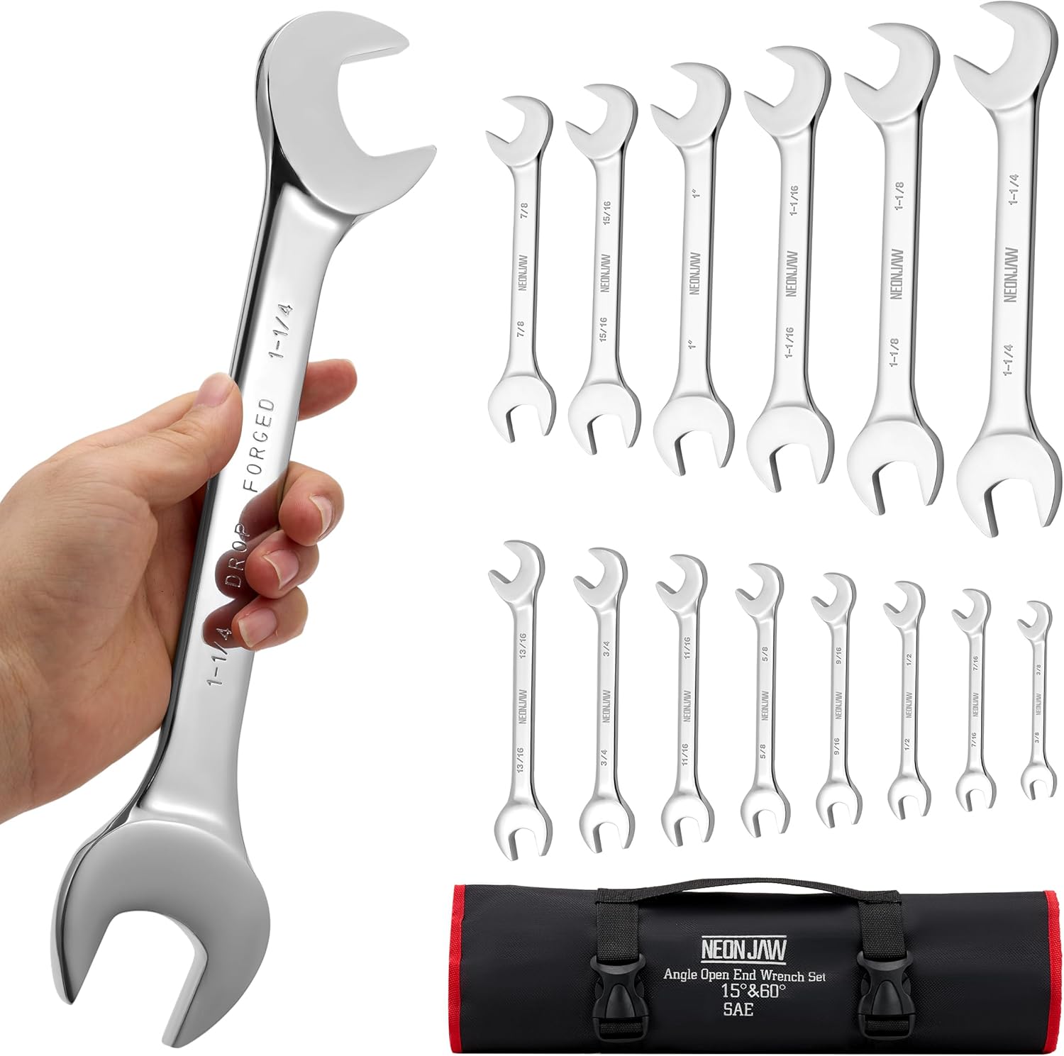 24-Piece All-Purpose Master Combination Wrench Set with Roll-up Pouch | SAE 1/4” to 1”, Metric 8mm to 24mm | Perfect for General  - best wrench set