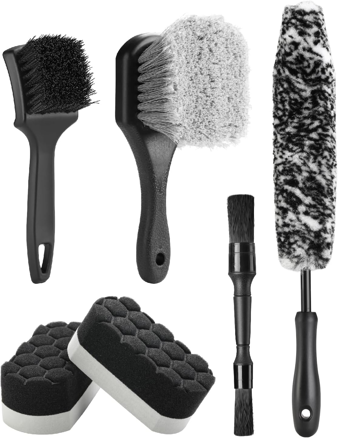 9Pcs Car Wheel Detailing Brush Kit – Scratch-Free Rim & Tire Cleaner Brushes with Tire Shine Pad, Microfiber Towel & Bag – He - best wheel brush set