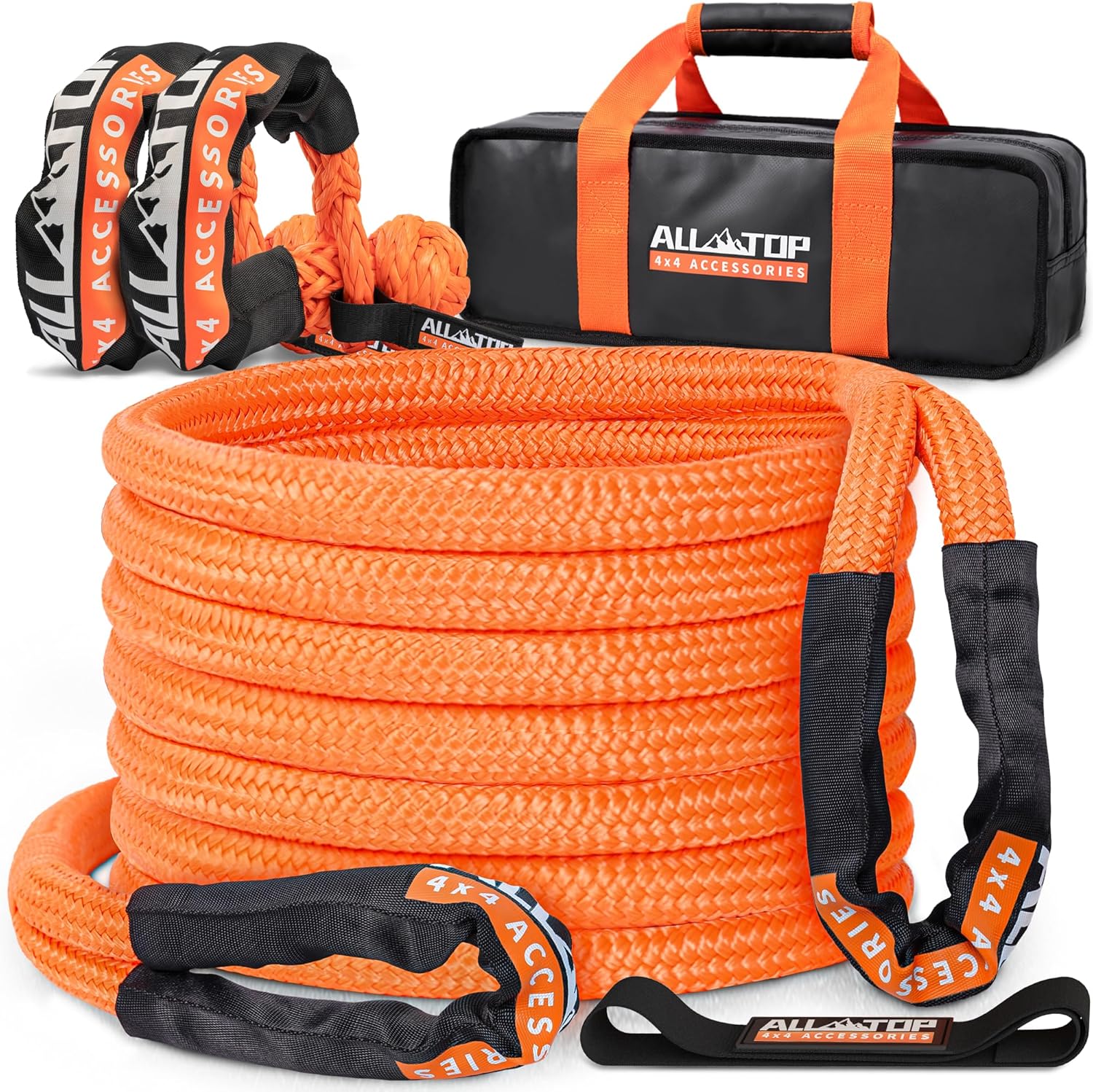 ALL-TOP Heavy Duty Tow Strap Recovery Kit: 3 inch x 20ft (35,000lbs) 100% Nylon and 22% Elongation Snatch Strap + 3/4 Heavy Duty - best tow straps