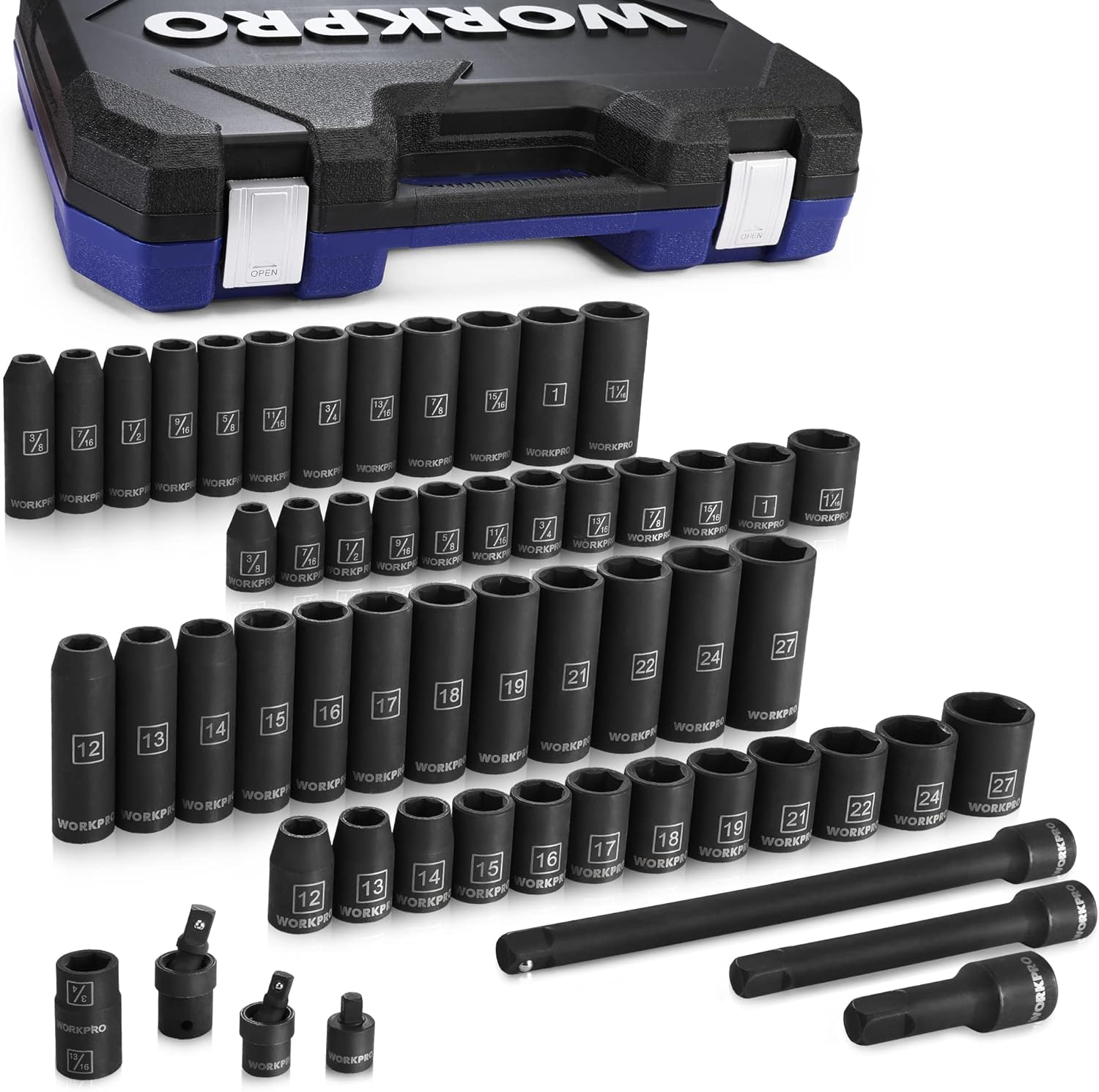 Amazon Basics 201-Piece Mechanic's Socket Tool Set With Case, SAE and Metric Sizes, Chrome-Vanadium Steel, Portable - Amazon.co - best socket set