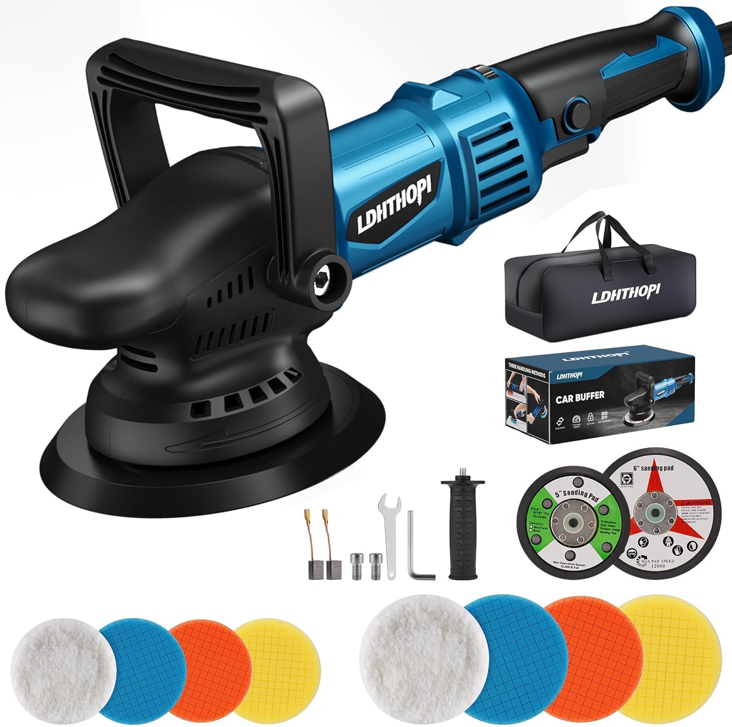 AOBEN Car Buffer Polisher,6 inch Dual Action Polisher,Random Buffer Polisher kit with 6 Variable Speed 1000-4500rpm,Detachable - best car polishers for beginners