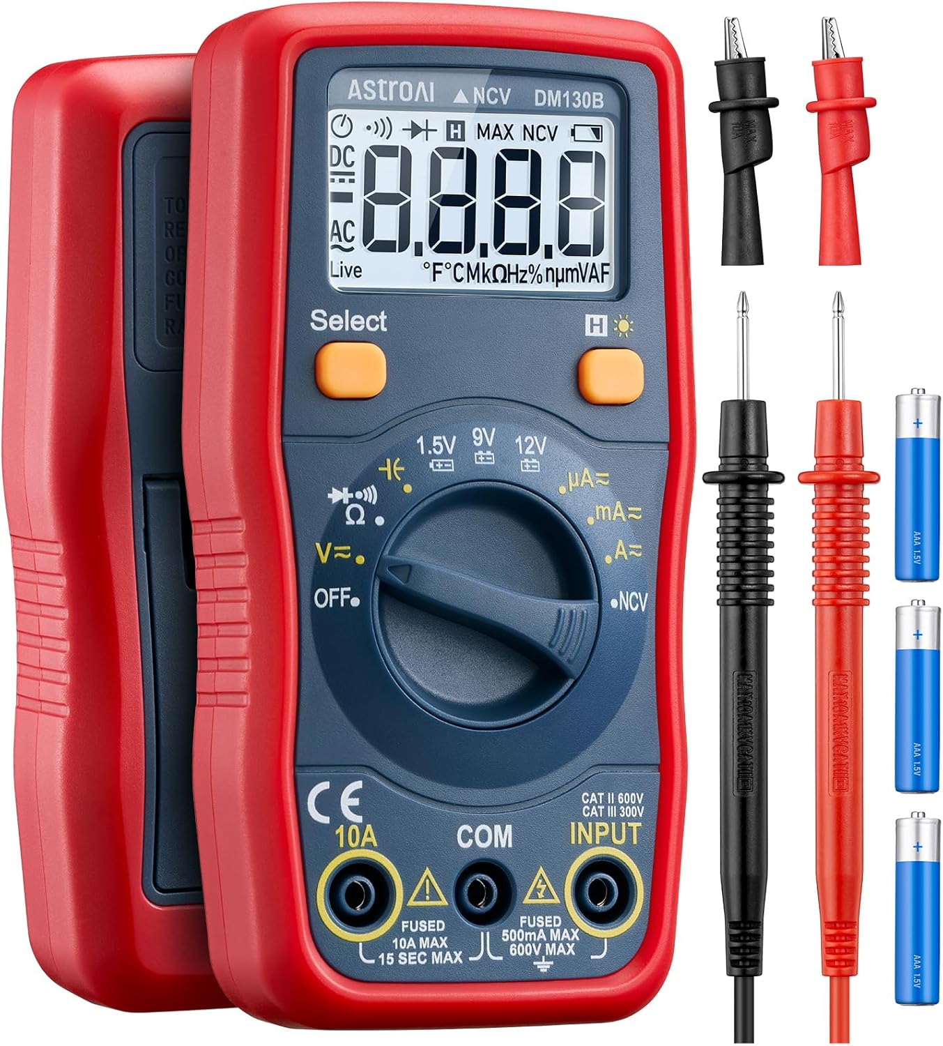 AstroAI Digital Multimeter Tester 2000 Counts with DC AC Voltmeter and Ohm Volt Amp Meter; Measures Voltage, Current, Resistance - best multimeter