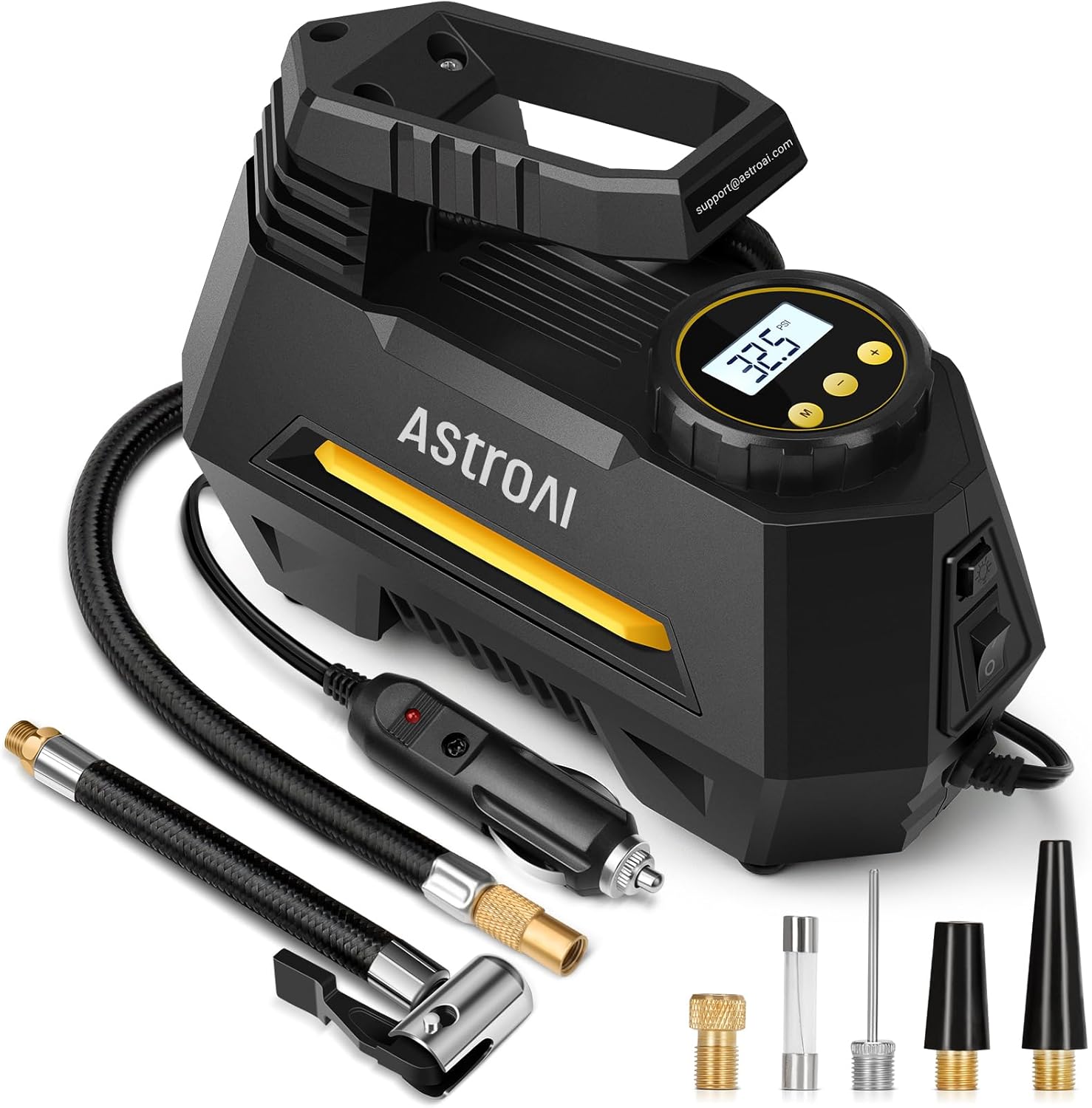 AstroAI Tire Inflator Portable Air Compressor Air Pump for Car Tires-Car Accessories, 9.8Ft Cord-12V DC-Powered Auto Pump with D - best portable tire inflators