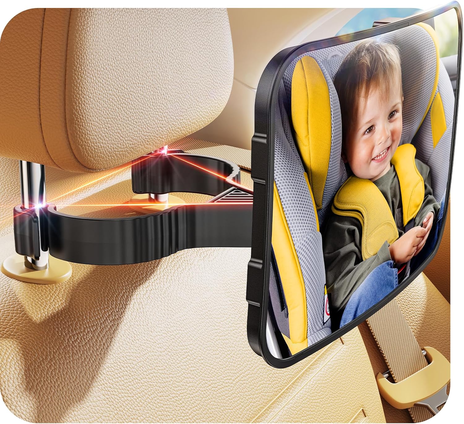 Baby Car Mirror for Baby Hook Clip Design Never Shake Baby Mirror for Car Seat Mirror Rear Facing Newborn Essentials Easy Ins - best baby car mirror
