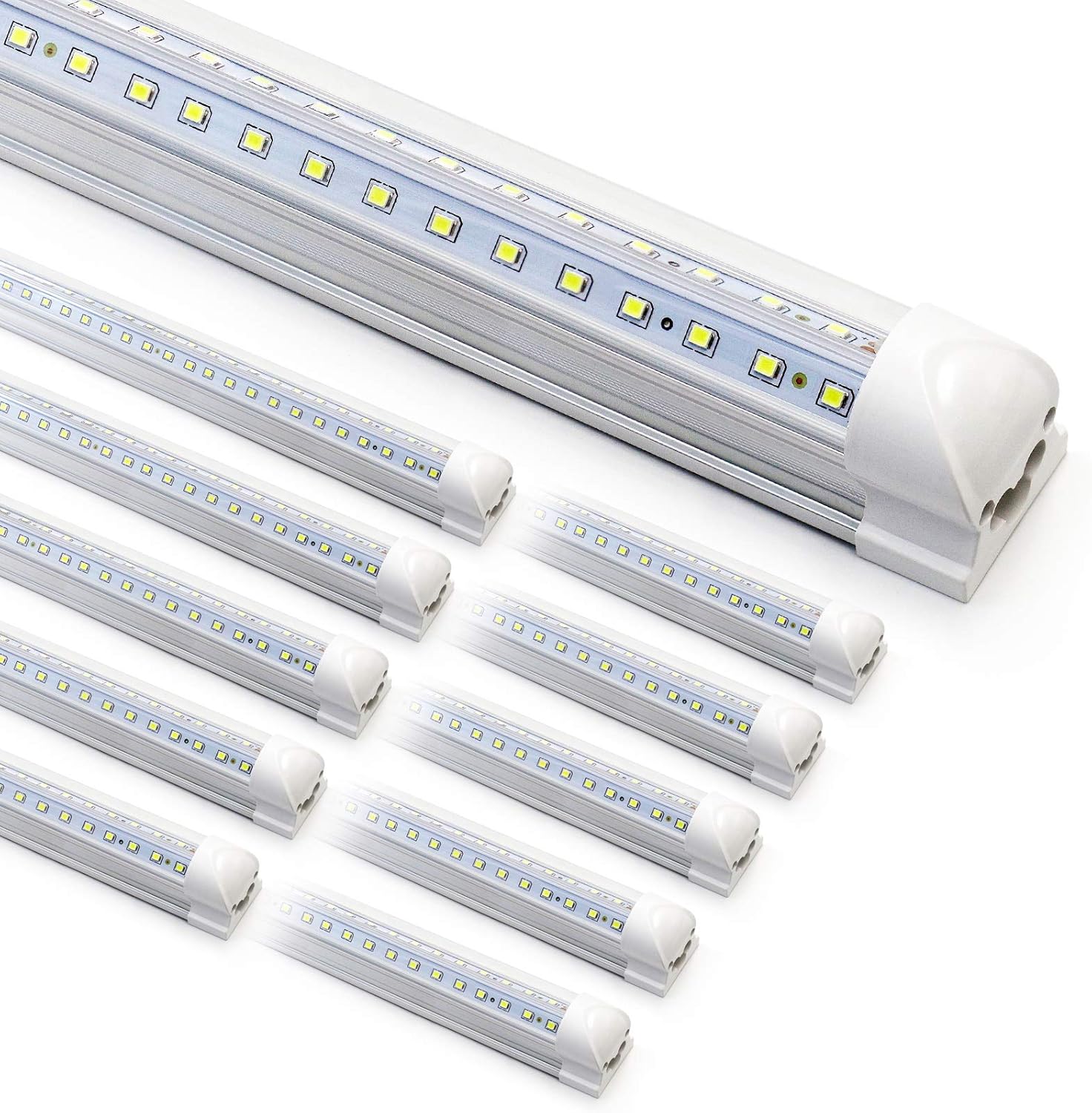 Barrina LED Shop Lights, 8FT 72W 10000LM 6500K, Super Bright White, V Shape, Clear Cover, High Output, Linkable, T8 LED Tube Lig - best LED shop lights for garage