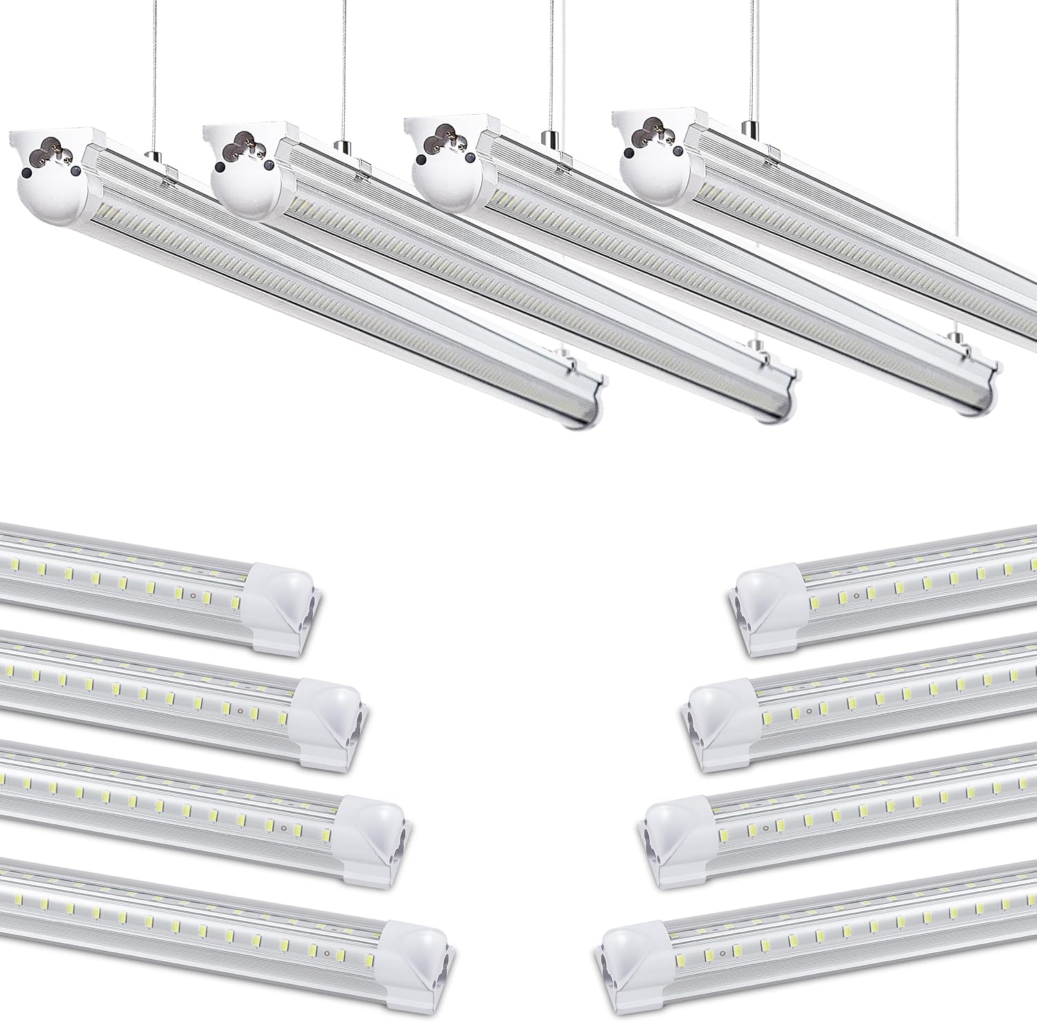 Bbounder 10 Pack Linkable LED Utility Shop Light, 4400 LM, 6500K Cool Daylight, 4 FT Integrated Fixture for Garage, 40W Equivalen - best LED shop lights for garage