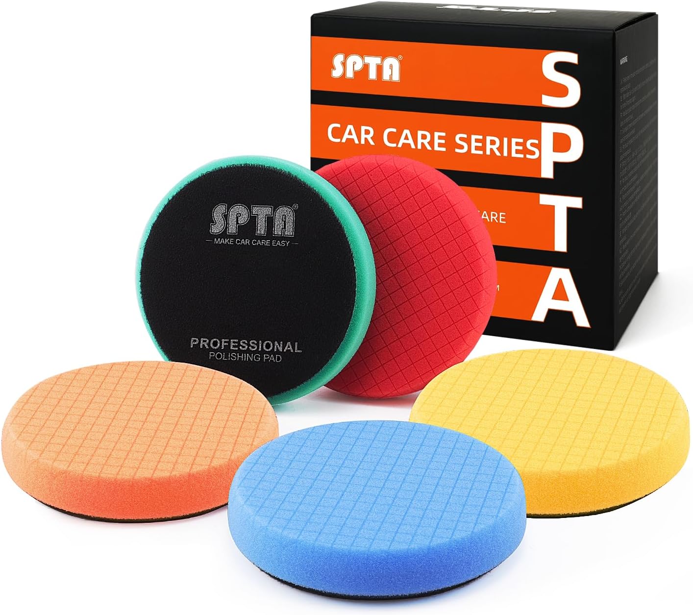 Buffing Polishing Pads, SPTA 5Pcs 6.5 Inch Face for 6 Inch 150mm Backing Plate Mix Cutting Force Buffing Pads Cutting Polishing  - best car polishing pads