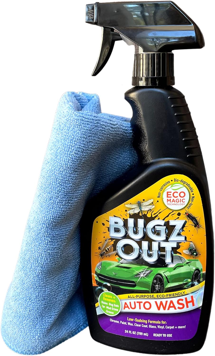 Bugz Out Car Bug Cleaner, Remover and Wash - Spray Bugs, Tar, Bird Poop Off Exterior of Car and Windshield. Remove Black Stre - best bug and tar remover
