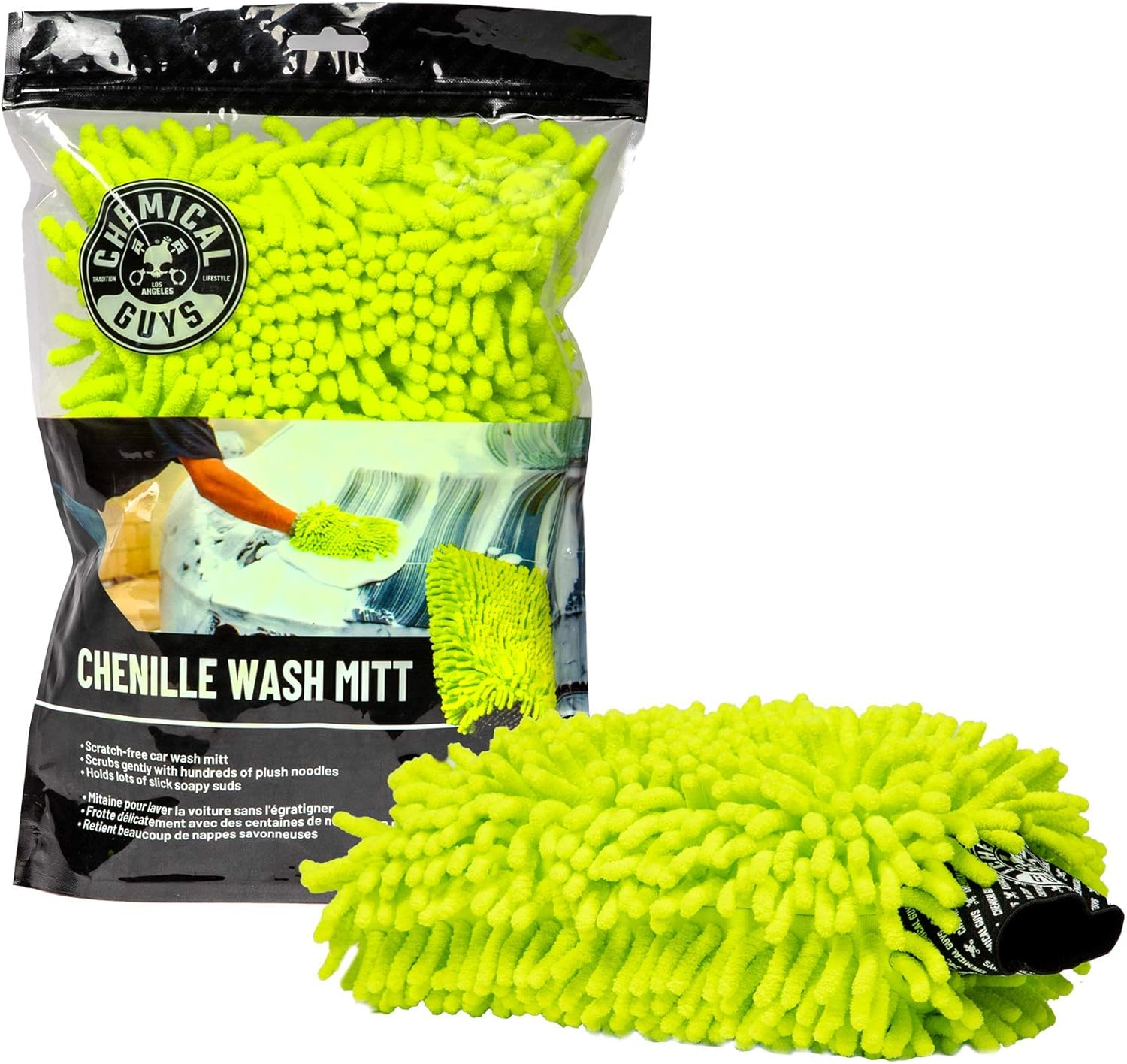 Chemical Guys Chenille Premium Scratch-Free Microfiber Wash Mitt for Car Washing - Lime Green, Ultra-Soft Car Wash Glove, Swirl-F - best wash mitts