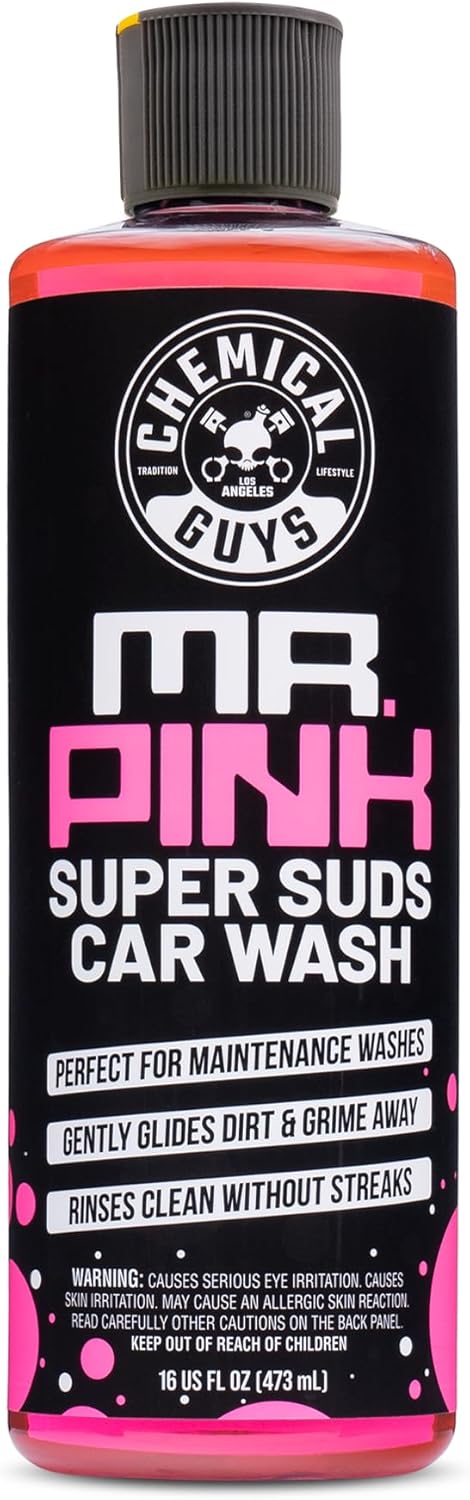 Chemical Guys Mr. Pink Car Wash Soap - 16 oz Super Suds Foaming Car Wash Soap for Cannon, Blaster, or Bucket Washing - pH Balance - best car wash soaps