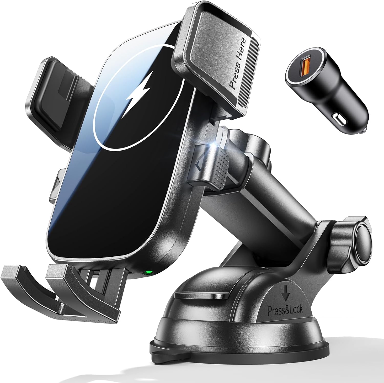 CHGeek Wireless Car Charger Phone Holder Mount, 15W Fast Charging Auto Clamping Phone Holders for Your Car Dashboard Windshield - best wireless car charger mount