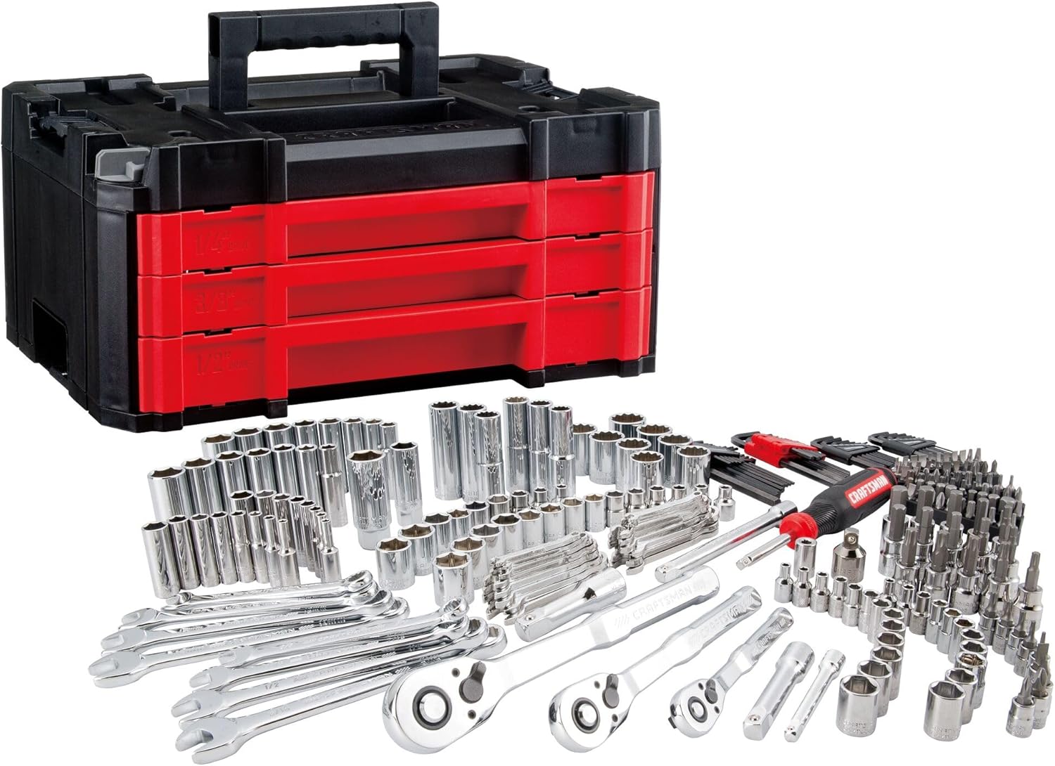 Craftsman 262-Piece Mechanic Tool Set with 3-Drawer VERSASTACK Box, SAE and Metric Socket Set, Car and Motorcycle Tool Kit with Co - best socket set