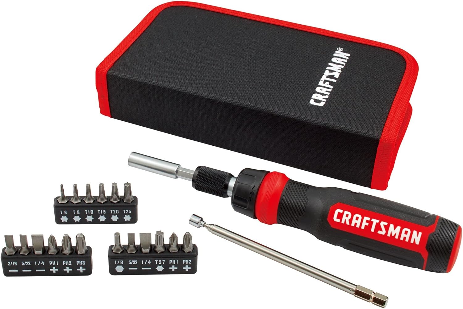 CRAFTSMAN Ratcheting Screwdriver, Multibit Set, 26-Piece (CMHT68001) - best ratcheting screwdriver