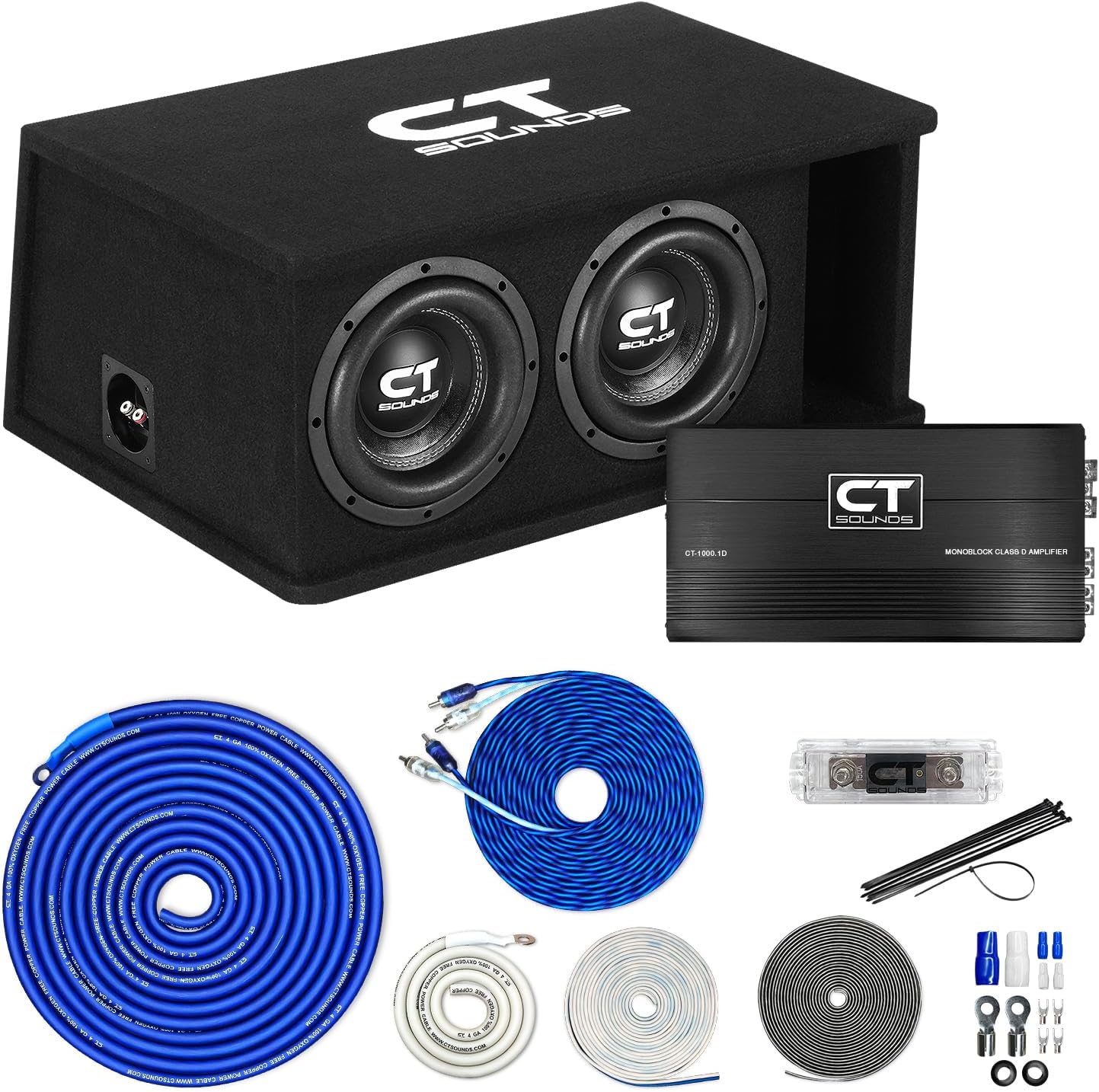 CT Sounds Dual 8” 1600W Loaded Tropo Series Ported Car Subwoofer Box - TROPO-2X8D4 - best car subwoofer box