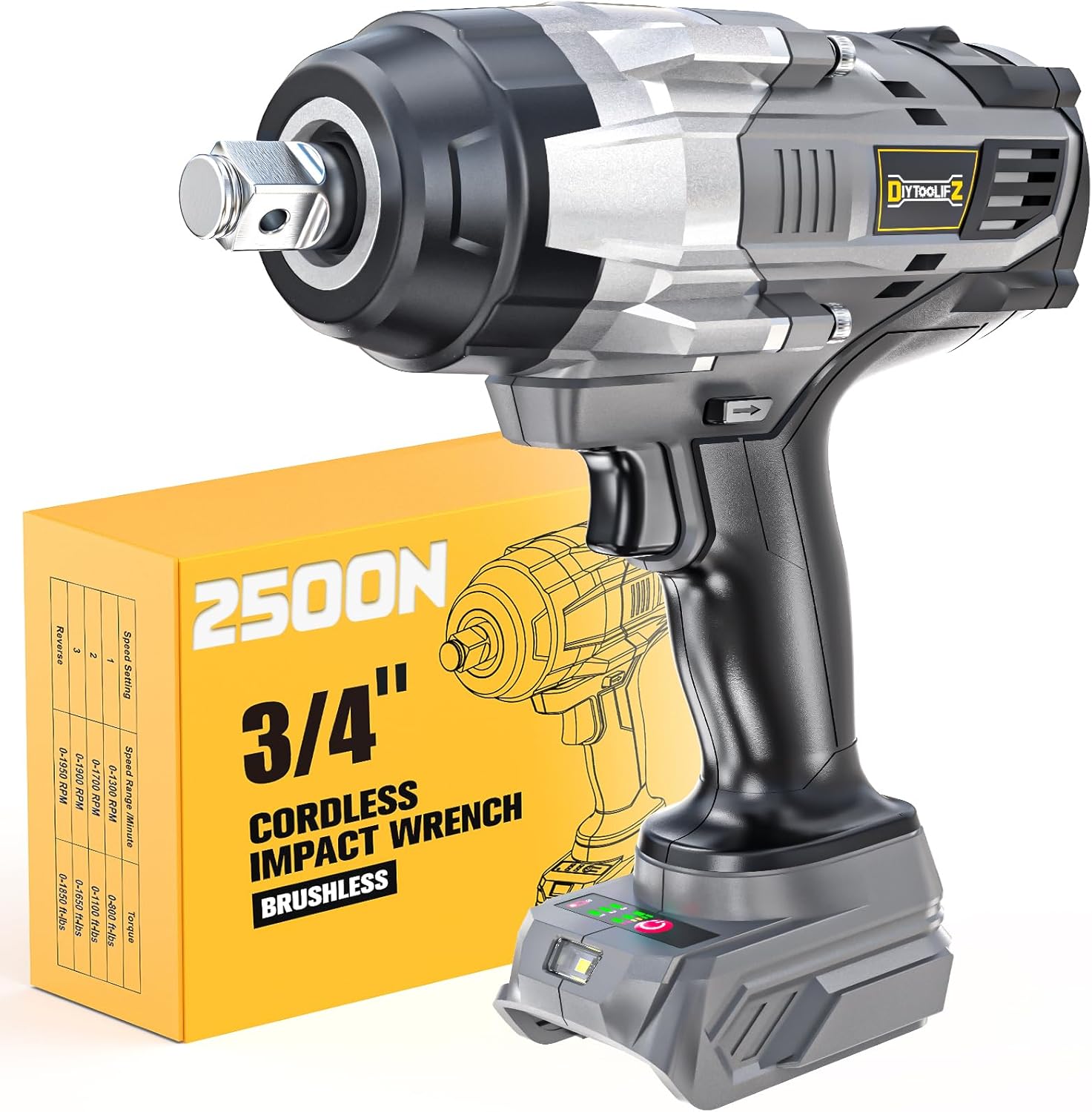 DEWALT 20V MAX Cordless Impact Wrench, 1/2 Impact Gun, 4-Speed High Torque with Hog Ring Anvil and LED Light, Brushless Motor,  - best impact wrench for lug nuts