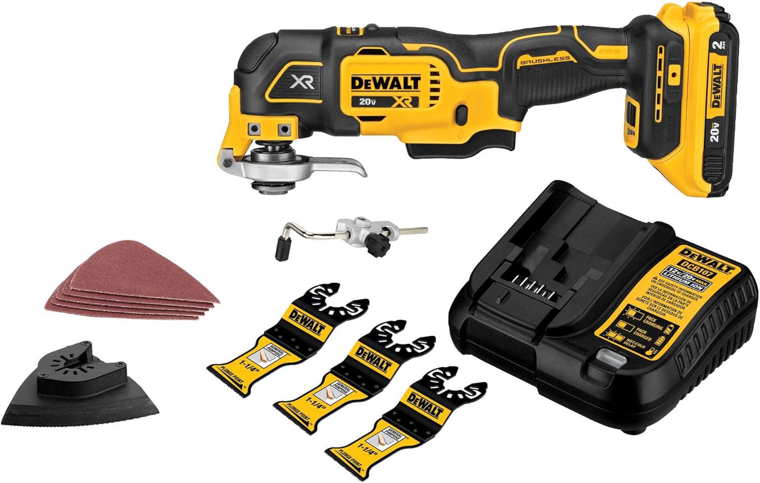 DEWALT 20V MAX XR Oscillating Multi-Tool Kit, Oscillating Tool Accessories, Cordless, 3-Speed, Quick Blade Change, Sand Paper,  - best oscillating multi tool