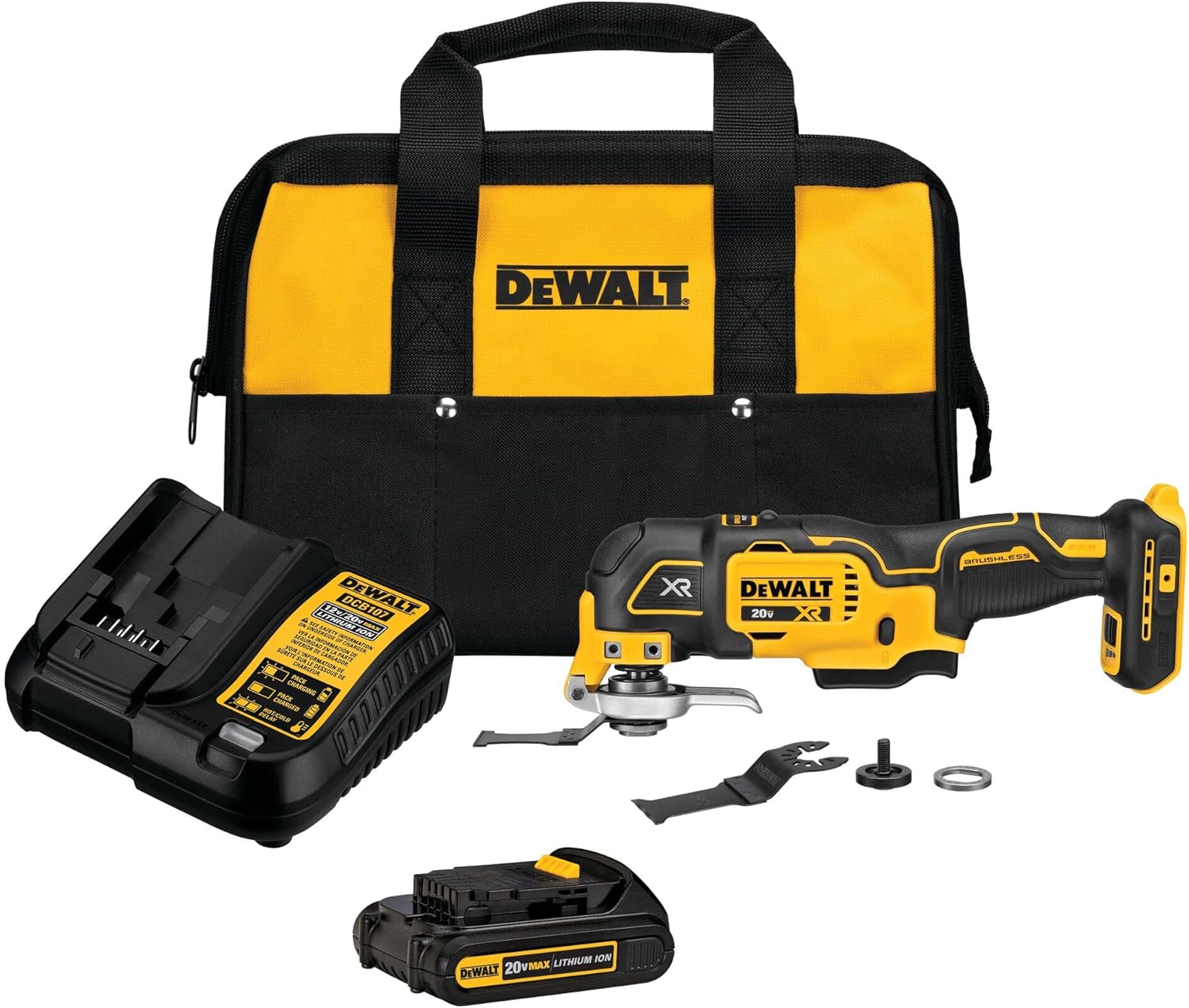 DEWALT 20V MAX XR Oscillating Tool Kit with Blades, 3 Speed Cordless Brushless Multitool, Up to 20,000 OPM, LED Light, Battery  - best oscillating multi tool