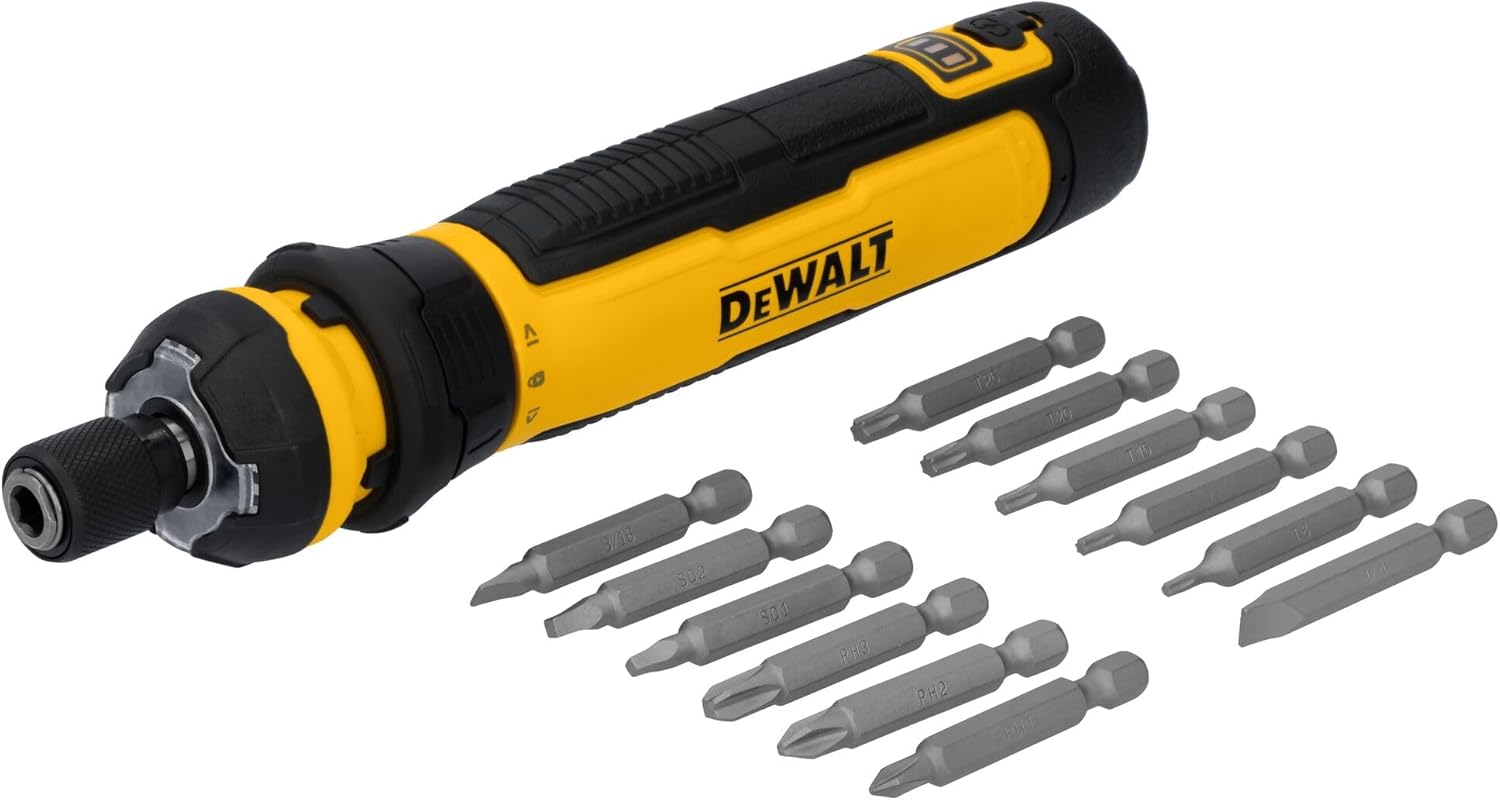 DEWALT Cordless Screwdriver, 4V USB Rechargeable Electric Screwdriver with 12 pcs Screwdriver Bit Set, LED Light, FLEXDRIVE Con - best electric screwdriver