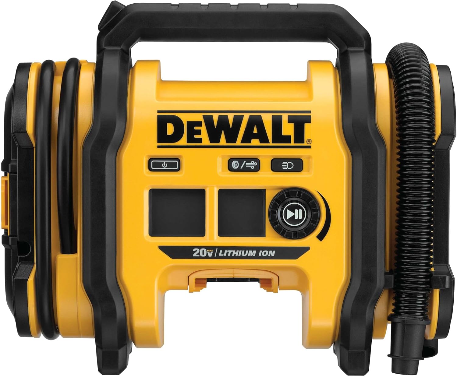 DEWALT Tire Inflator Portable Air Compressor 20V MAX, Car Air Pump with Automatic Shut Off, LED Light, Tool Only (DCC020IB) - best portable air compressor for garage