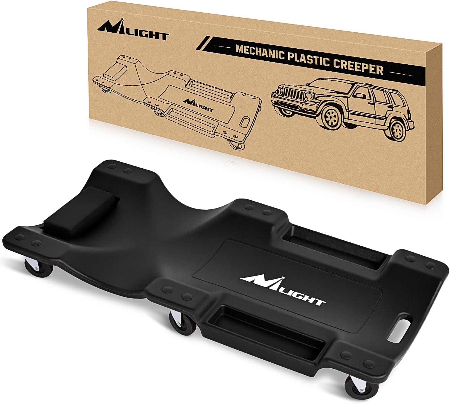 DNA Motoring 36 Inches Folding 2 in 1 Rolling Z Creeper, Adjustable Roller Garage Chair Lay Down or Sit, 6 Pcs Casters, 330 - best car creeper