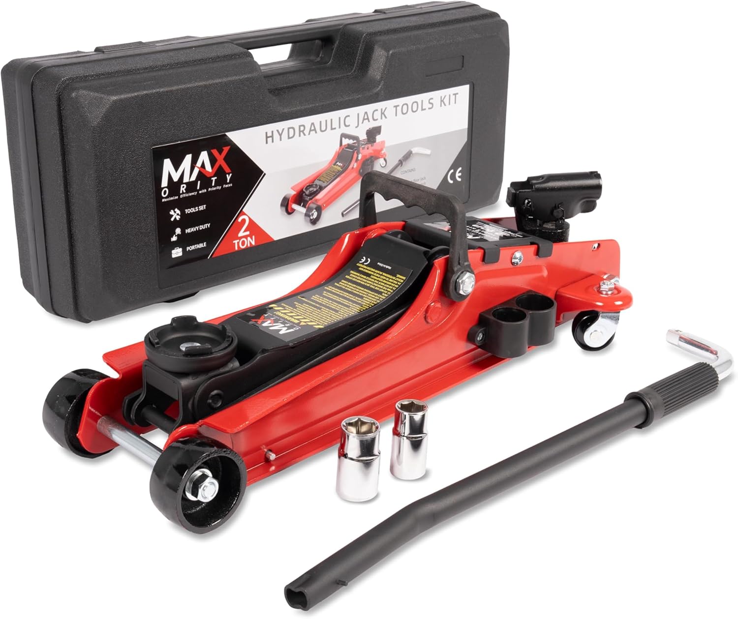 DNA Motoring TOOLS-00234 Low Profile Hydraulic Trolley Service/Floor Jack, 2 Ton (4000 lbs) Capacity, Lifting Range 5.1