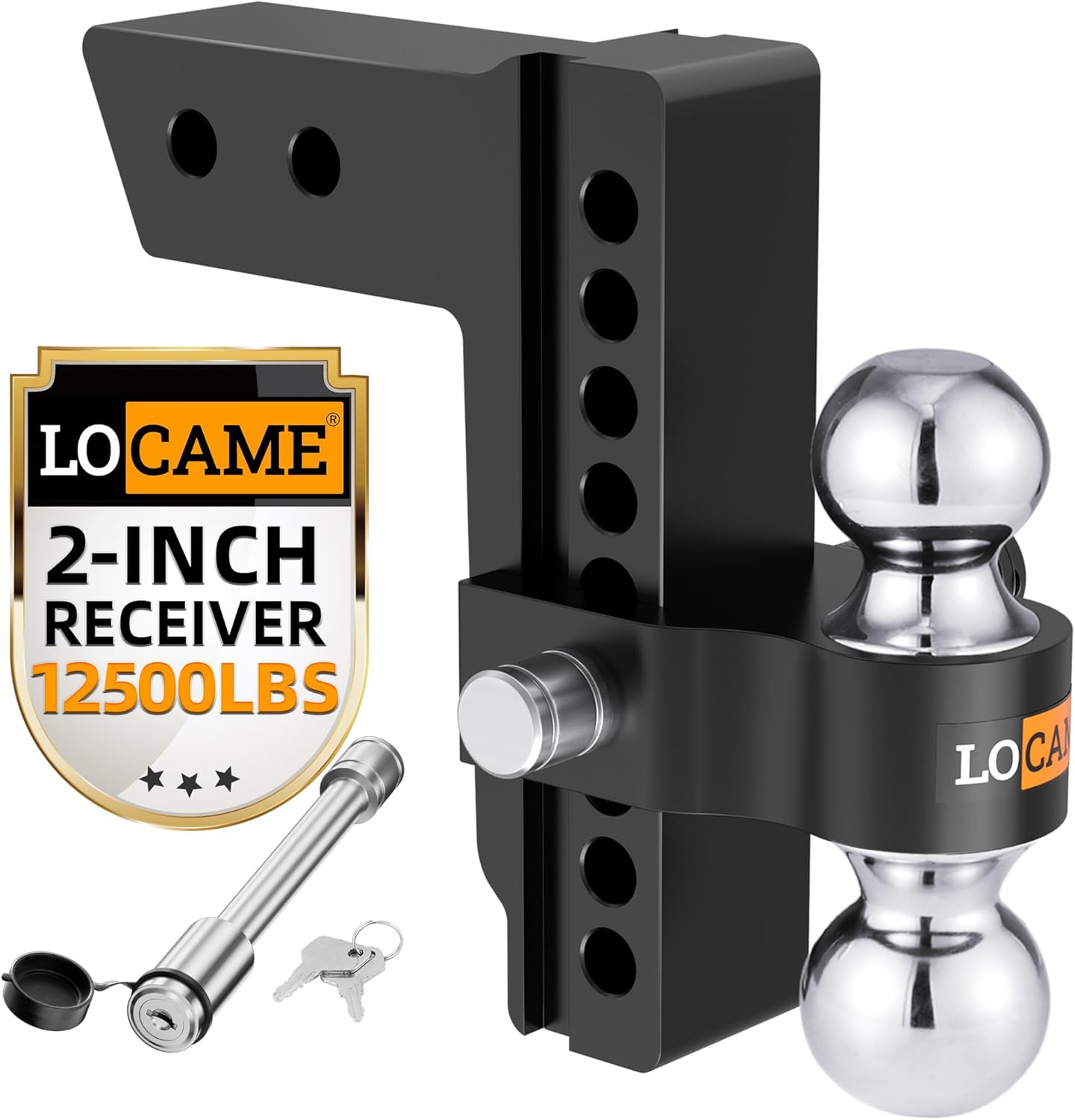 Drop Hitch for 2.5 Inch Receiver, Vullteeon 8 Inch Adjustable Trailer Hitch Ball Mount, 18,500 LBS GTW, (2