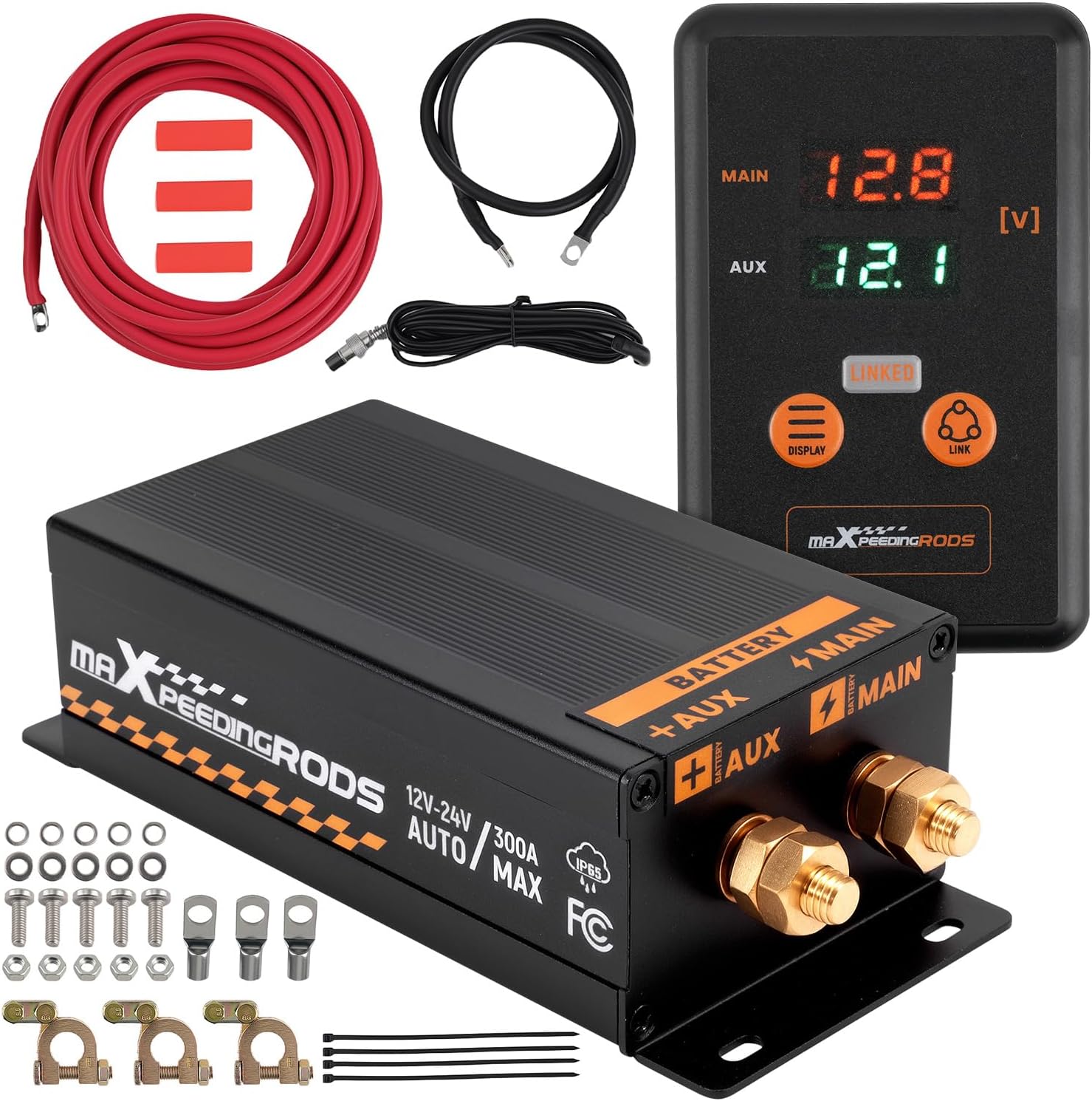 Dual Battery Isolator Kit Heavy Duty 300 AMP 1000 AMP Peak Voltage Sensitive Relay VSR for 12 Volt Systems - Works with All B