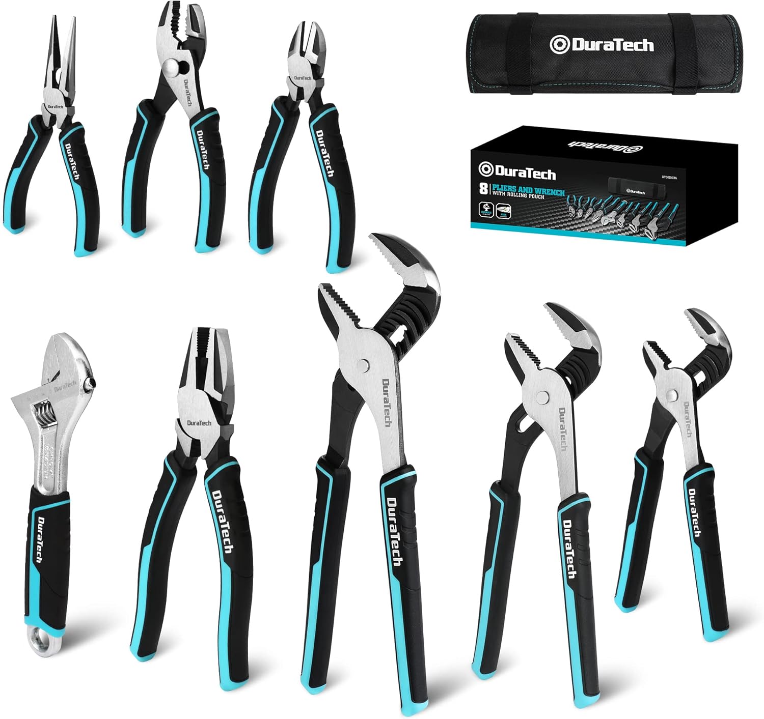 DURATECH 7-Piece Pliers Set with Rolling Pouch, Premium Cr-Ni Construction (10