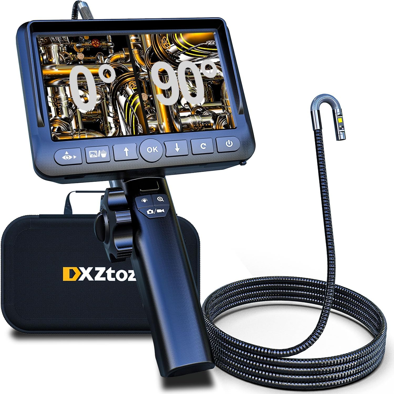 DXZtoz Two-Way Articulating Borescope with Light, Video Industrial Endoscope Inspection Camera with 0.33in Articulated Scope fo - best inspection camera borescope