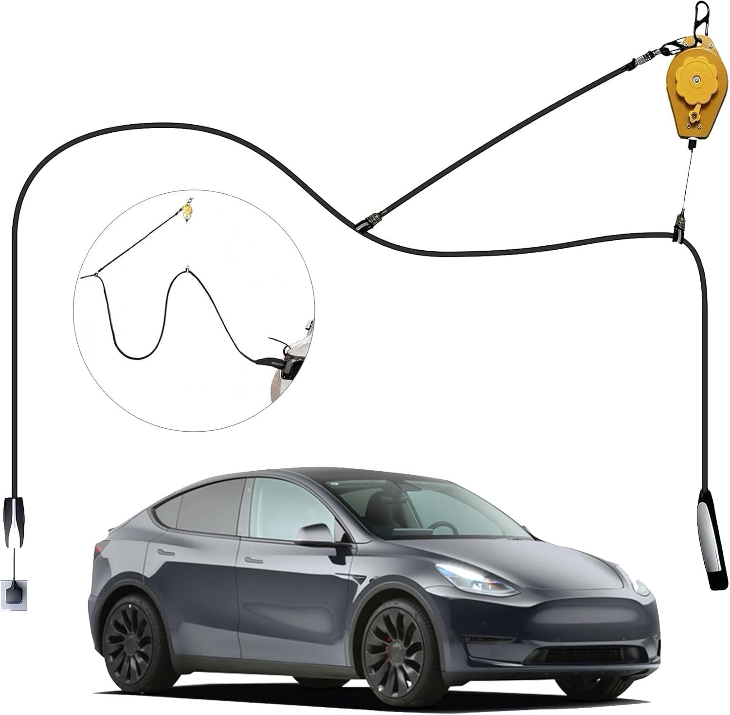 EV Charger Retractable Cord Reel, Overhead EV Charging Cable Organizer for Garage, 6.6 ft Reach, Ceiling or Wall Mount, Com