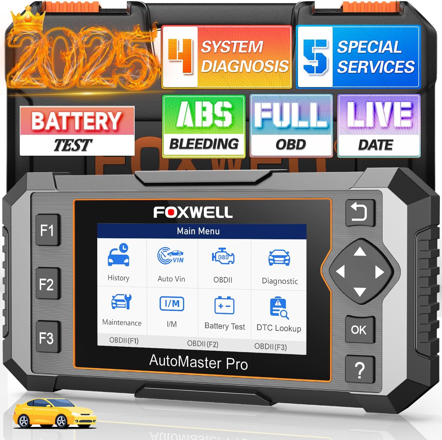 FOXWELL Car Scanner NT604 Elite OBD2 Scanner ABS SRS Transmission, Check Engine Code Reader for Cars and Trucks, Diagnostic Scan - best obd2 scanner with abs