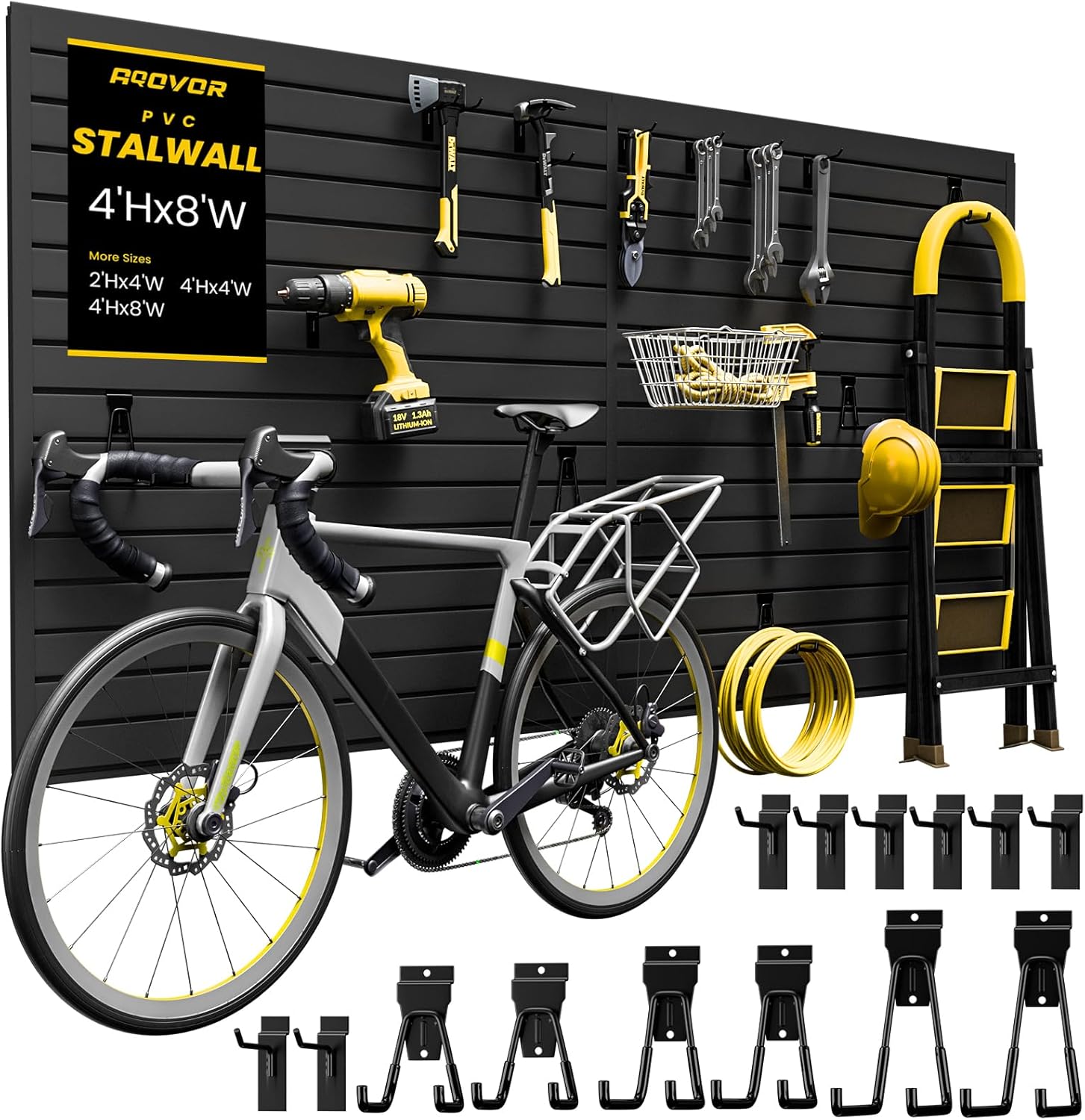 FRAYSCENT Slat Wall Paneling Garage Wall Organizer, Slatwall Panels Garage Tool Organizer Wall Mount Garage Slat Wall Storage Syst - best garage wall organizer
