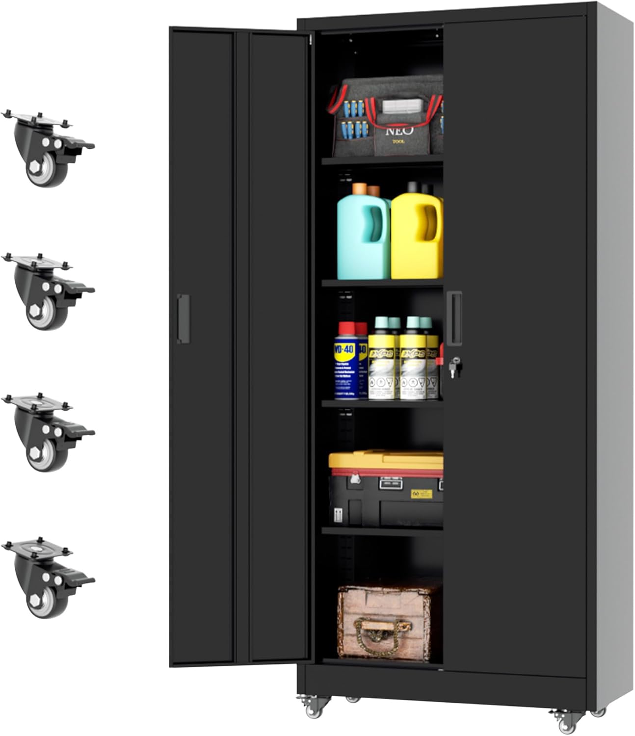 Goplus Rolling Tool Chest, 5-Drawer Tool Box Organizer w/Lockable Wheels & Sliding Drawers & Detachable Top & Adjustable Shelf, - best tool chest