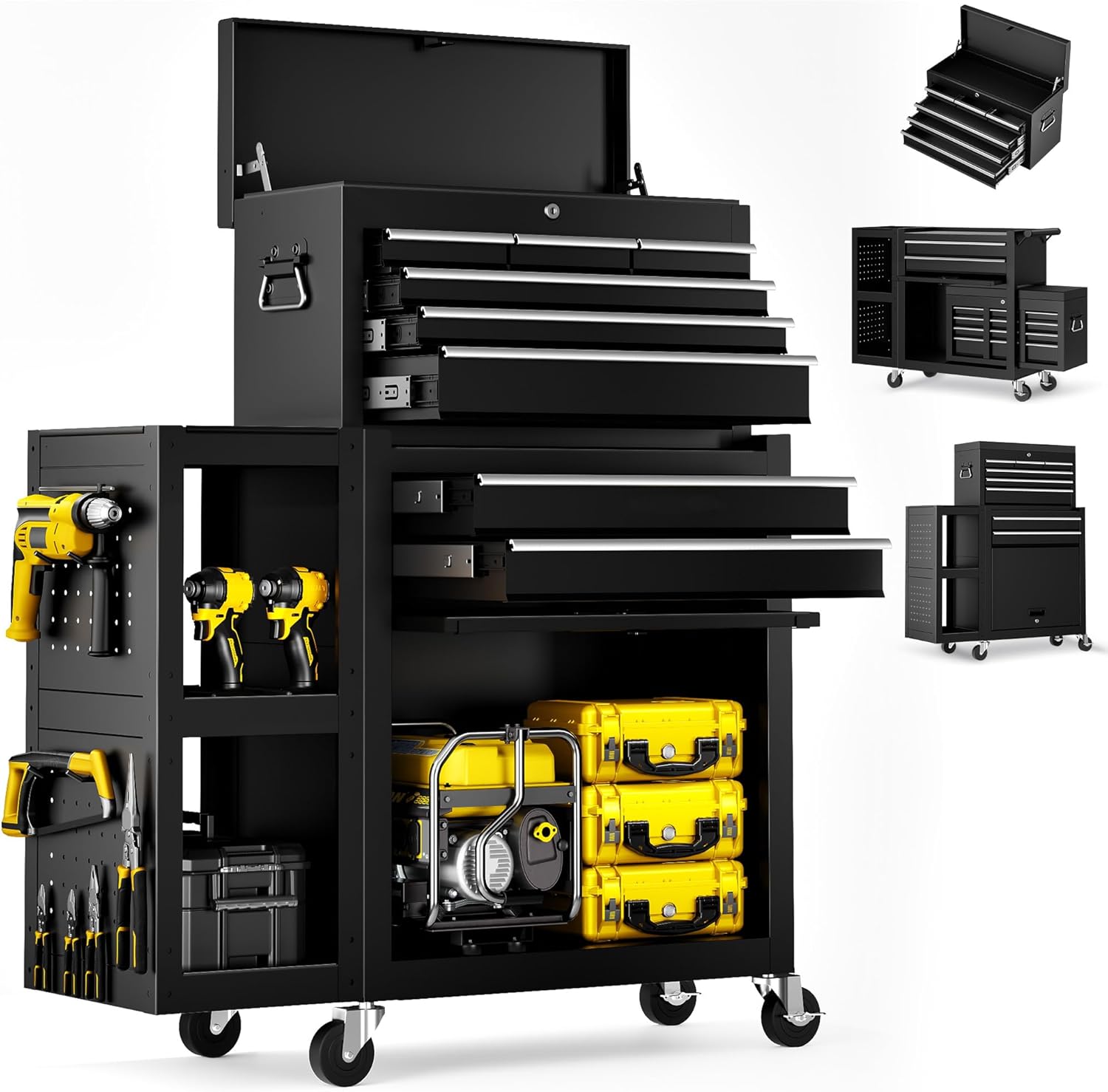 Goplus Rolling Tool Chest, 5-Drawer Tool Box Organizer w/Lockable Wheels & Sliding Drawers & Detachable Top & Adjustable Shelf, - best tool chest