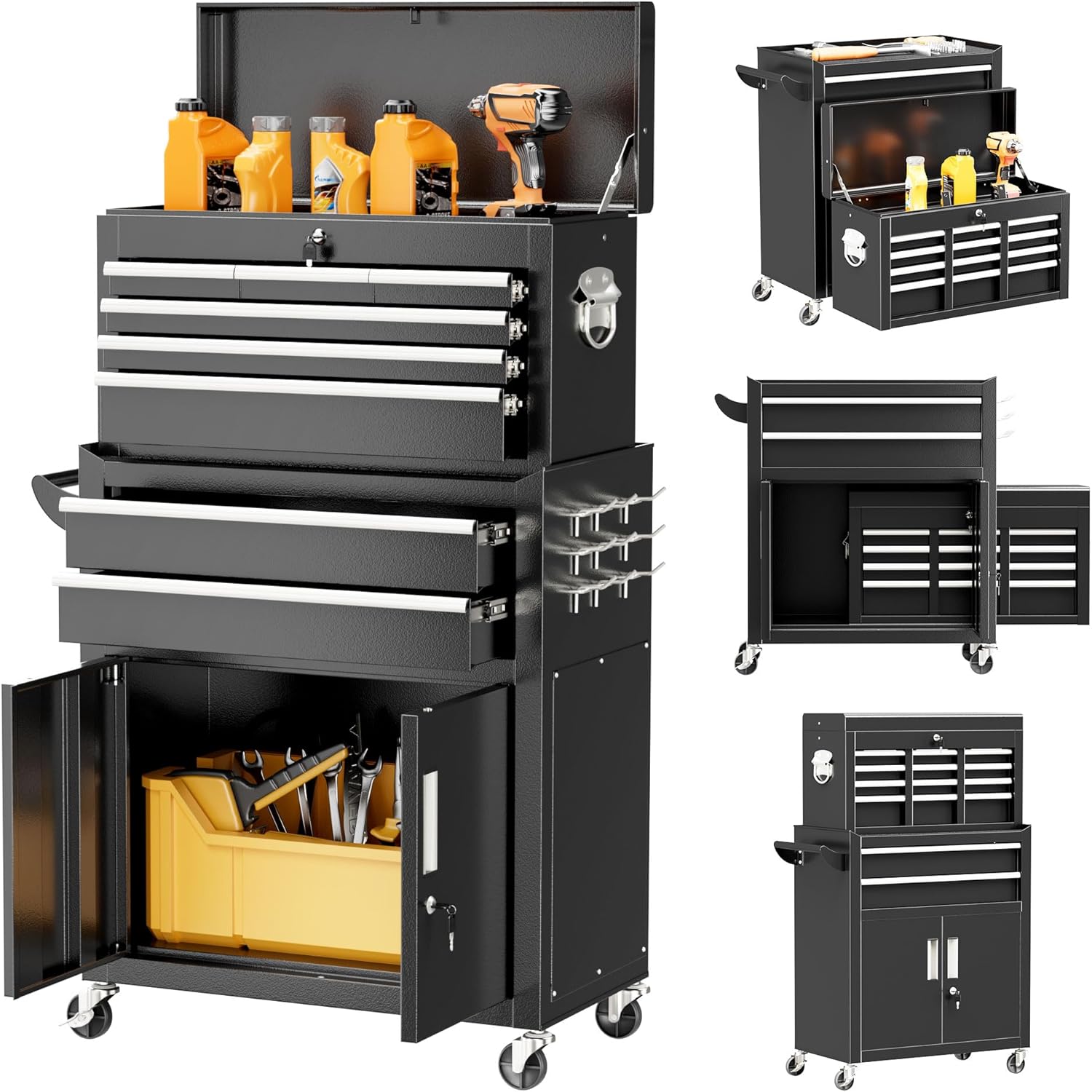 Goplus Rolling Tool Chest, 5-Drawer Tool Box Organizer w/Lockable Wheels & Sliding Drawers & Detachable Top & Adjustable Shelf, - best tool chest