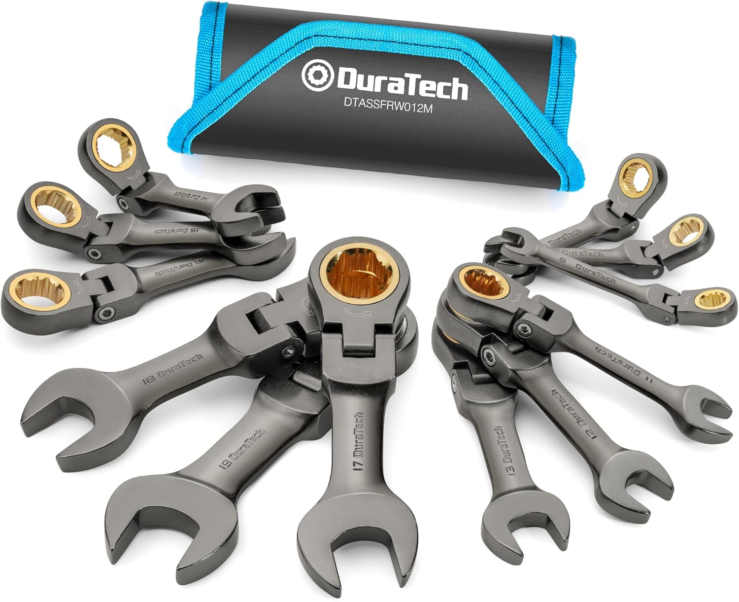 GRENPRO Ratcheting Wrench Set, Combination Wrench Set, 22-Piece SAE & Metric and Standard, 72Th Long Open End, 1/4