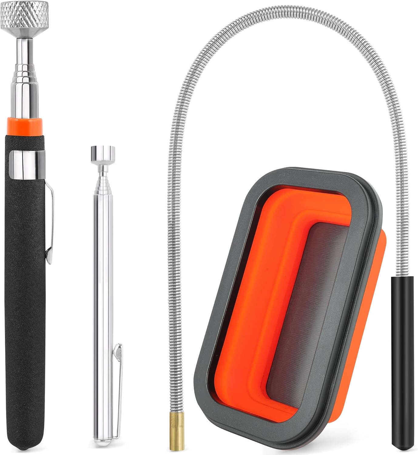 HORUSDY 4-Piece Telescoping Magnetic Pickup Tools Set - Extendable Magnetic Pick Up Tools，Flexible Bendable Spring Magnet Stick: - best telescoping magnet pickup tool