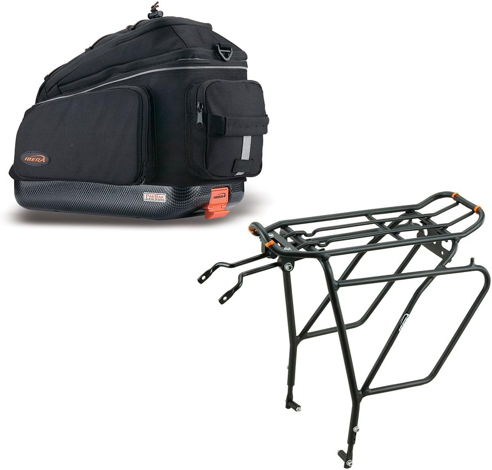 Ibera Bike Rack - Bicycle Touring Carrier Plus+ for Disc Brake Mount, Frame-Mounted for Heavier Top & Side Loads, Height Adjus - best bike cargo rack