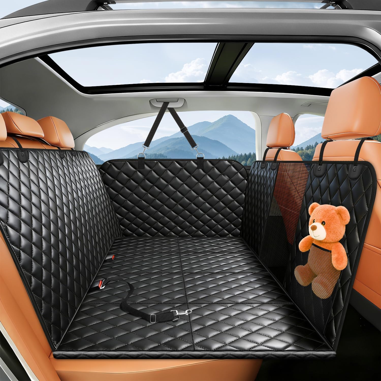 IJVAE Dog Seat Cover for Back Seat, Hard Bottom Back Seat Extender Holds 500 lbs, Waterproof & Nonslip Car Hammock for Large P - best car seat protector for dogs