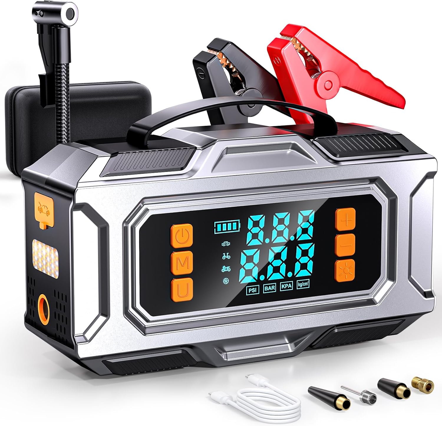 Jump Starter with Air Compressor, 6000A 150PSI Car Battery Jump Starter (10.0 Gas/8.0L Diesel) Battery Jumper Starter Portabl - best jump starters