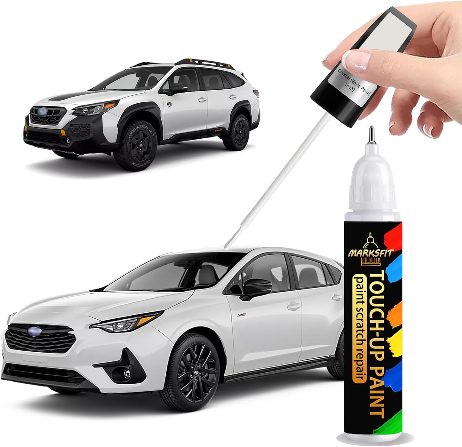 K1X Crystal White Pearl Tricoat Touch Up Paint for SUBARU Exact Match, Car Paint Scratch Repair kit, 2 in 1 Scratch Remover  - best car paint touch up kit