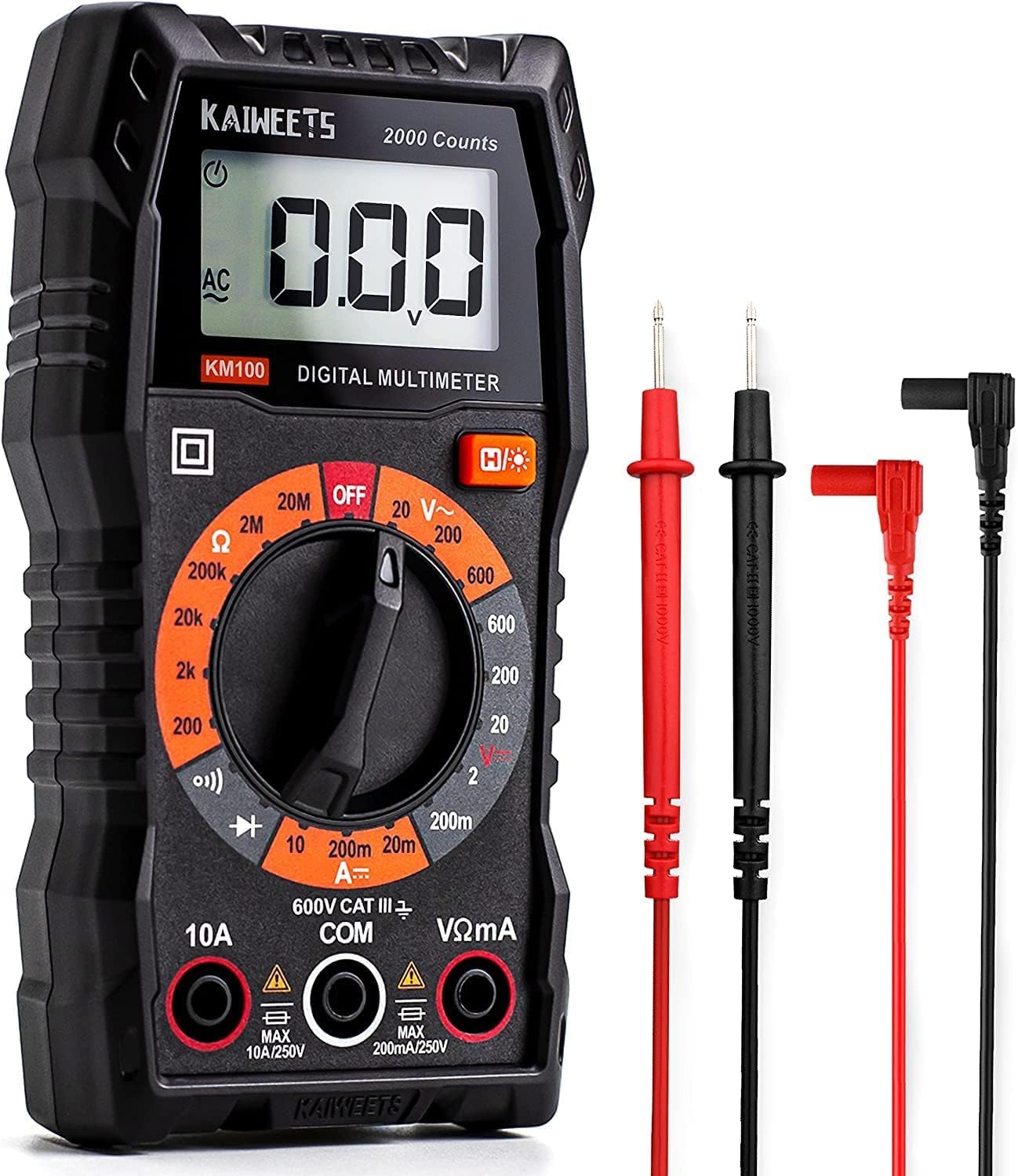KAIWEETS Digital Multimeter TRMS 6000 Counts Voltmeter Auto-Ranging Fast Accurately Measures Voltage Current Amp Resistance Diode - best multimeter