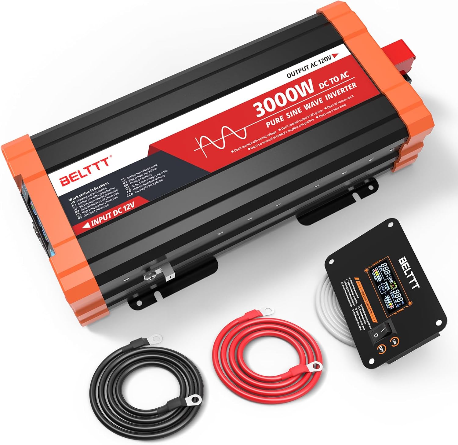 kinverch 2000W Continuous/ 4000W Peak Power Inverter 3 AC Outlets 12V to 110V Car Converter with USB Port - best power inverters