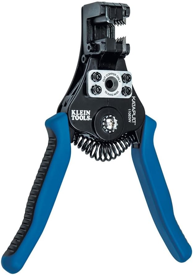 Klein Tools 11061 Self-Adjusting Stripper / Cutter, Heavy Duty, for 10-20 AWG Solid, 12-22 AWG Stranded, and Romex Wire 12/2 a - best wire strippers
