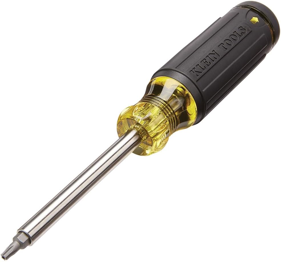Klein Tools 32305 Multi-bit Ratcheting Screwdriver, 15-in-1 Tool with Phillips, Slotted, Square, Torx and Combo Bits and 1/4-I - best ratcheting screwdriver