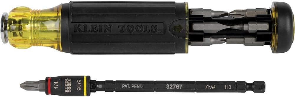 Klein Tools 32315HD 15-in-1 Multi-Bit Ratcheting Screwdriver, Impact-Rated, 7 Double-Ended ProFlex Torsion Zone Tips, 1/4-Inch - best ratcheting screwdriver