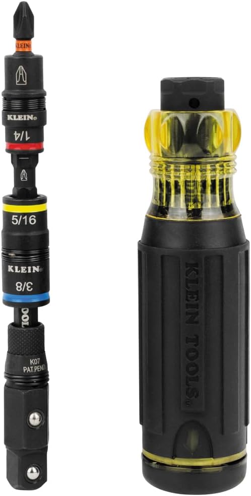 Klein Tools 32500HDRT KNECT Ratcheting Screwdriver, Multi-Bit Screwdriver / Nut Driver, Impact Rated 11-in-1 Tool with Phillip - best ratcheting screwdriver