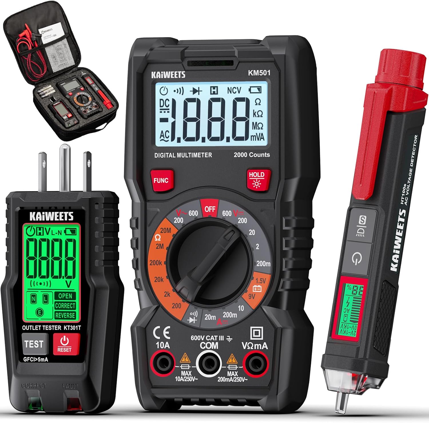 Klein Tools 69149P Electrical Test Kit with Digital Multimeter, Non-Contact Voltage Tester and Electrical Outlet Tester, Leads - best multimeter